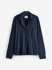 Navy Ribbed Button Through Pyjamas - Image 9 of 10