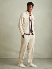 Reiss White Cruz Grained Leather Elasticated Lace Trainers - Image 2 of 5