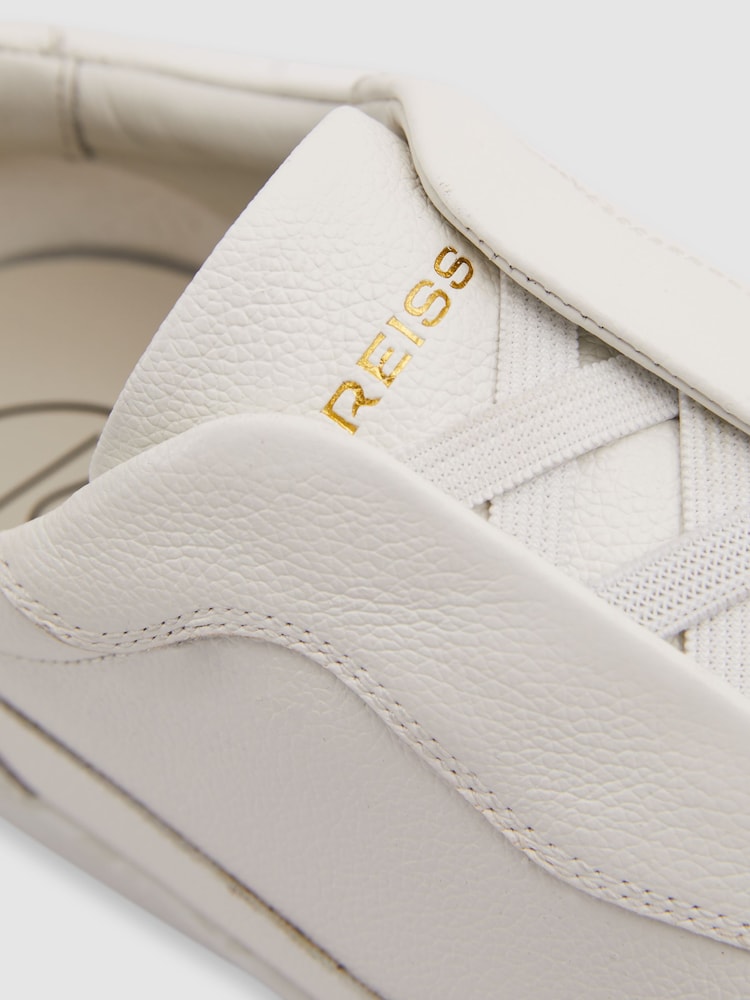 Reiss White Cruz Grained Leather Elasticated Lace Trainers - Image 5 of 5 Reiss White Cruz Grained Leather Elasticated Lace Trainers - Image 5 of 5