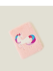 Accessorize Pink Girls Faux Fur Unicorn Notebook - Image 1 of 2