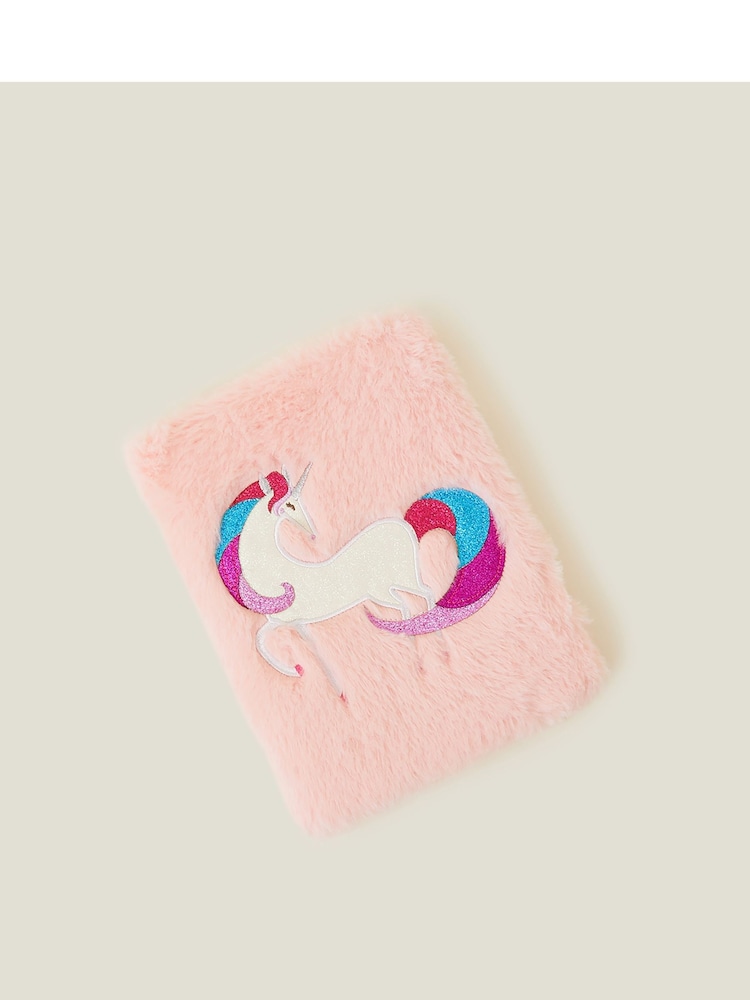 Accessorize Pink Girls Faux Fur Unicorn Notebook - Image 1 of 2