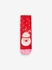 Pink/Red Cotton Rich Christmas Character Ankle Socks 3 Pack - Image 2 of 4