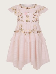 Monsoon Coral Pink Baby Embroidered Dress - Image 1 of 3