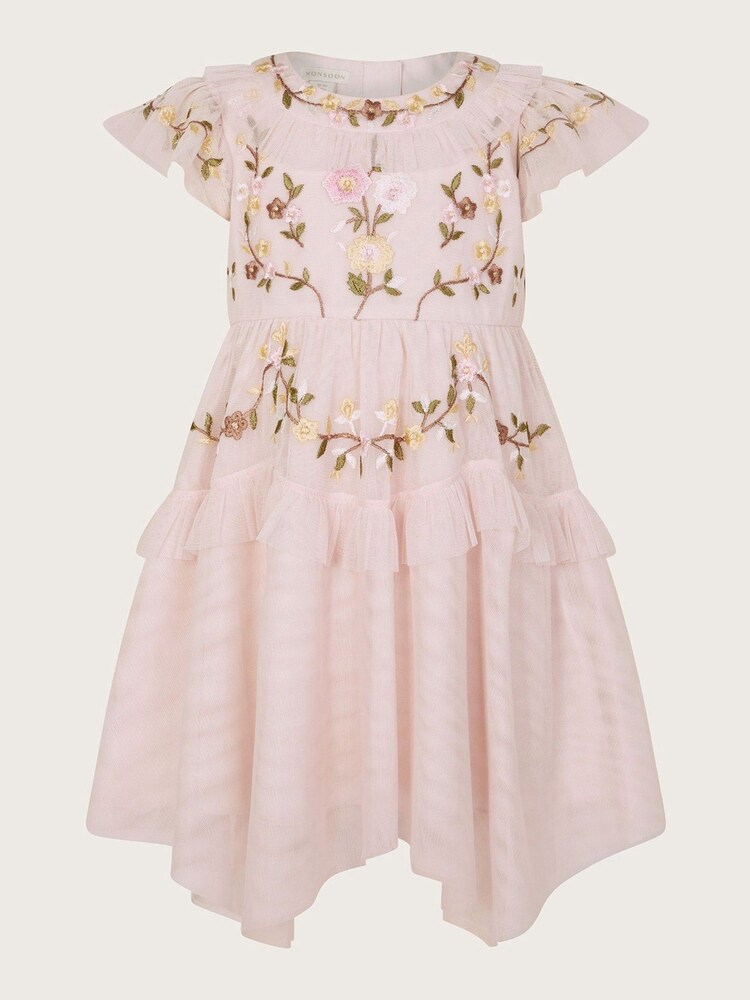 Monsoon Coral Pink Baby Embroidered Dress - Image 1 of 3