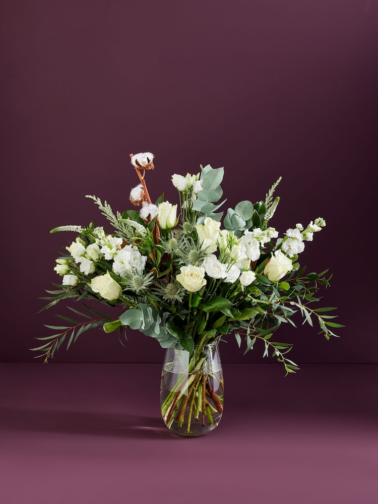 White Rose and Lisianthus Fresh Flower Bouquet - Image 1 of 4