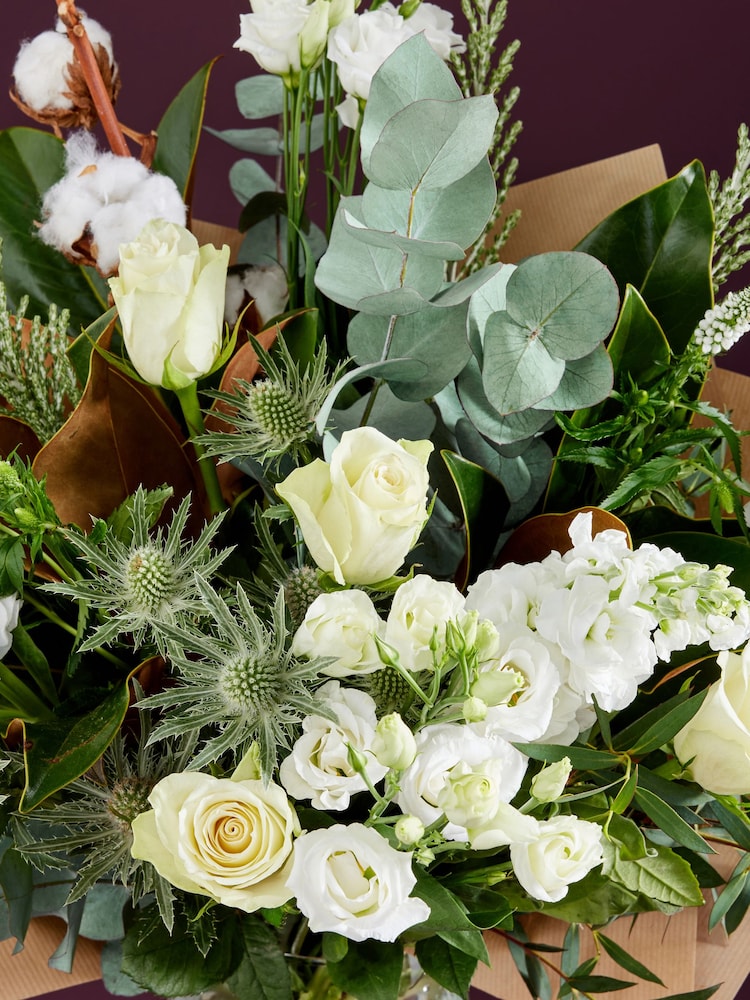 White Rose and Lisianthus Fresh Flower Bouquet - Image 2 of 4
