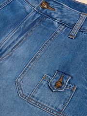 White Stuff Blue Mollie Combat Denim Shorts - Image 7 of 7