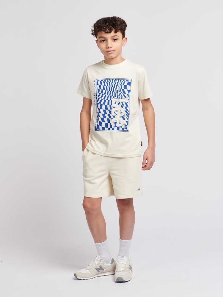 Lee White Boys 100% Cotton Badge Shorts - Image 3 of 8