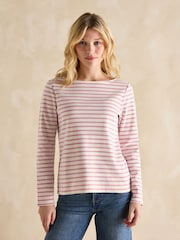 Lila/blanco - Joules Harbour Boat Neck Breton Top - Imagen 1 de 5