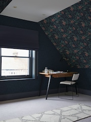 Graham & Brown Blue Organdy Silk Wallpaper Sample - Image 1 of 3