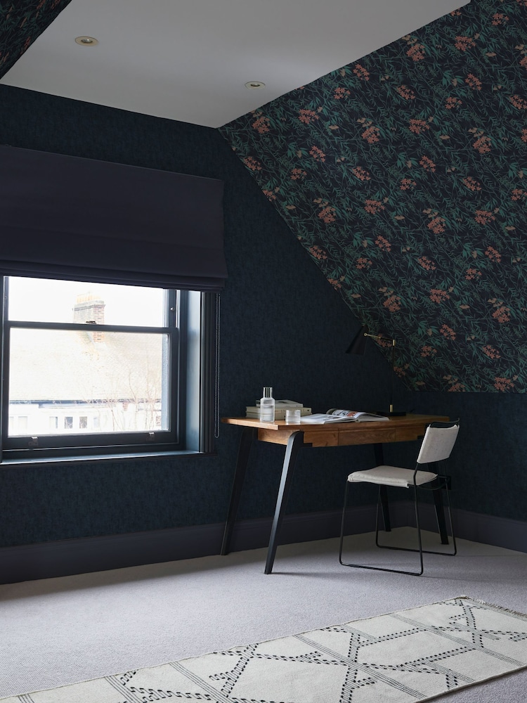 Graham & Brown Blue Organdy Silk Wallpaper Sample - Image 1 of 3