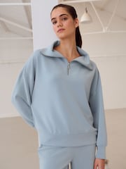 Svetlo modra - Četrtletna majica z zadrgo Soft Touch - Slika 2 iz 7