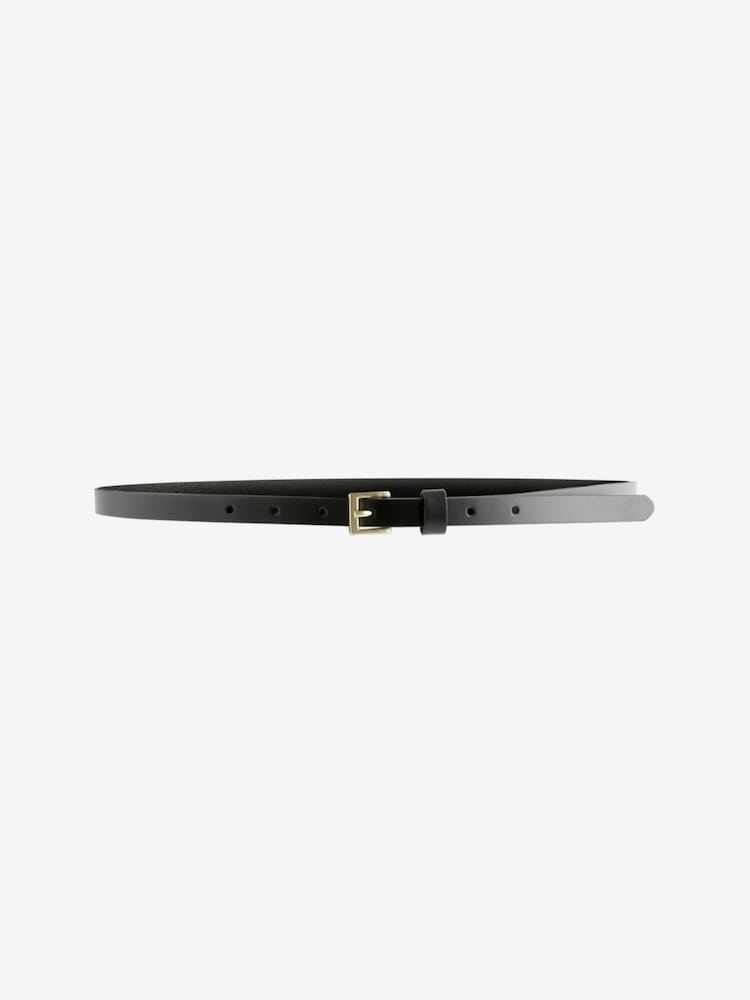 Black with Gold Skinny Leather Belt - Image 4 of 5