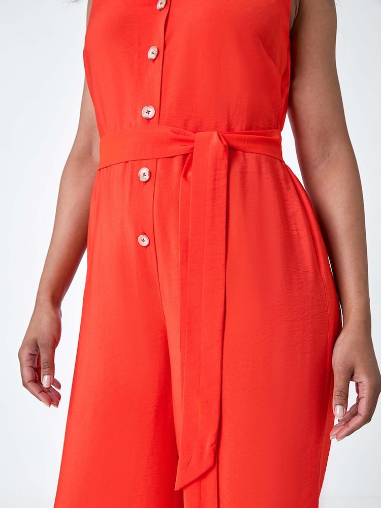 Roman Orange Sleeveless Button Front Jumpsuit - Image 5 of 5