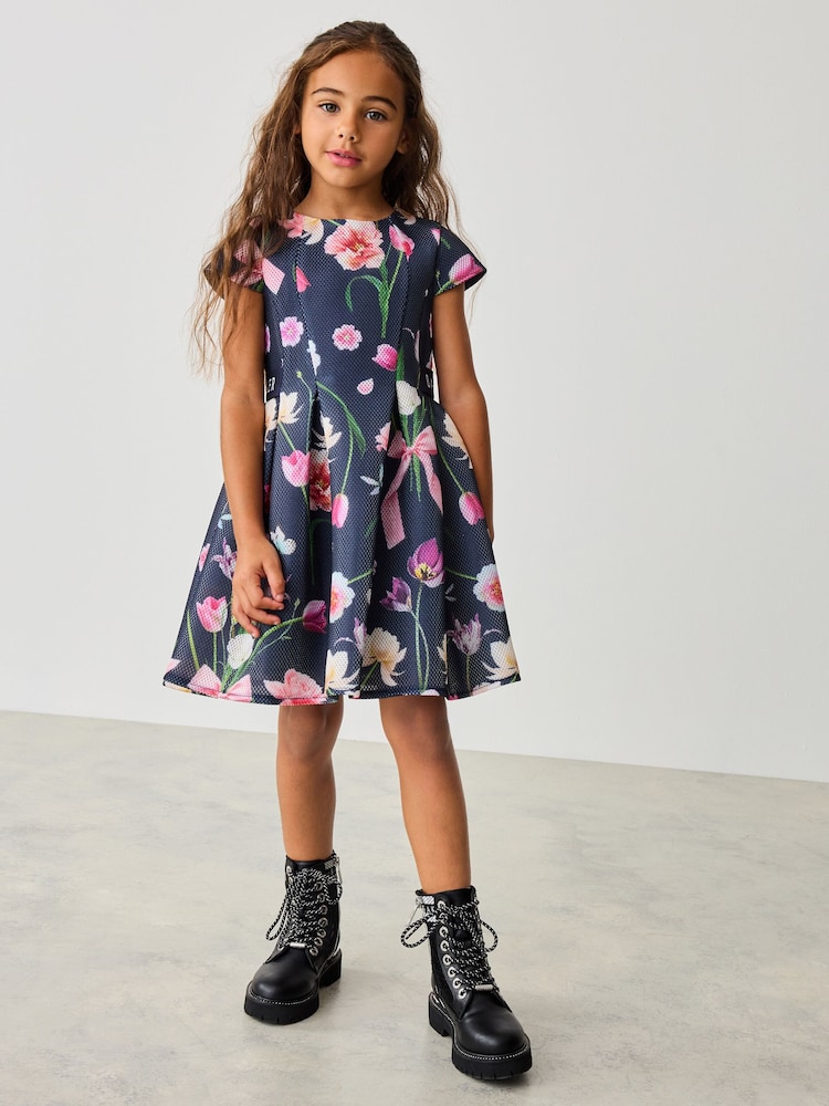 Baker by Ted Baker Navy Floral Airtex Scuba Dress - Image 1 of 11