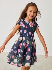 Baker by Ted Baker Navy Floral Airtex Scuba Dress - Image 4 of 11