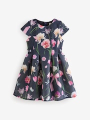 Baker by Ted Baker Navy Floral Airtex Scuba Dress - Image 7 of 11