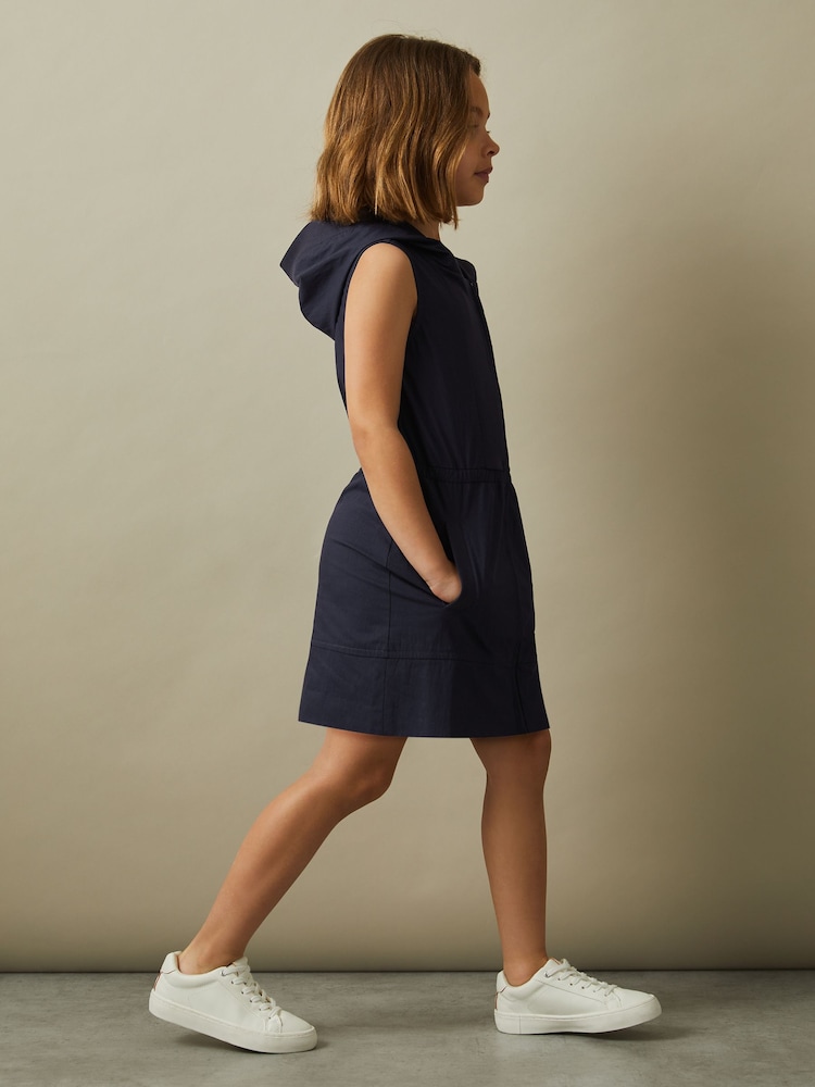 Reiss Navy Talli 4-9 yrs Shell Hooded Dress - Image 1 of 5