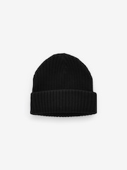 Black Rib Beanie Hat (1-16yrs) - Image 2 of 3