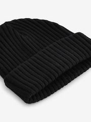 Black Rib Beanie Hat (1-16yrs) - Image 3 of 3