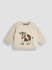 JoJo Maman Bébé Natural Cow Sweatshirt & Rib Leggings Set - Image 2 of 6