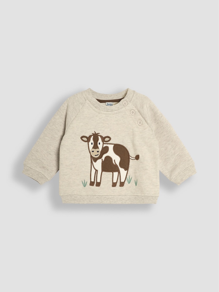 JoJo Maman Bébé Natural Cow Sweatshirt & Rib Leggings Set - Image 2 of 6
