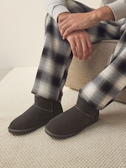 Grey Signature Suede Slipper Boots with Faux Fur Lining - Image 1 of 6