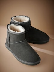 Grey Signature Suede Slipper Boots with Faux Fur Lining - Image 5 of 6