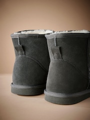 Grey Signature Suede Slipper Boots with Faux Fur Lining - Image 6 of 6