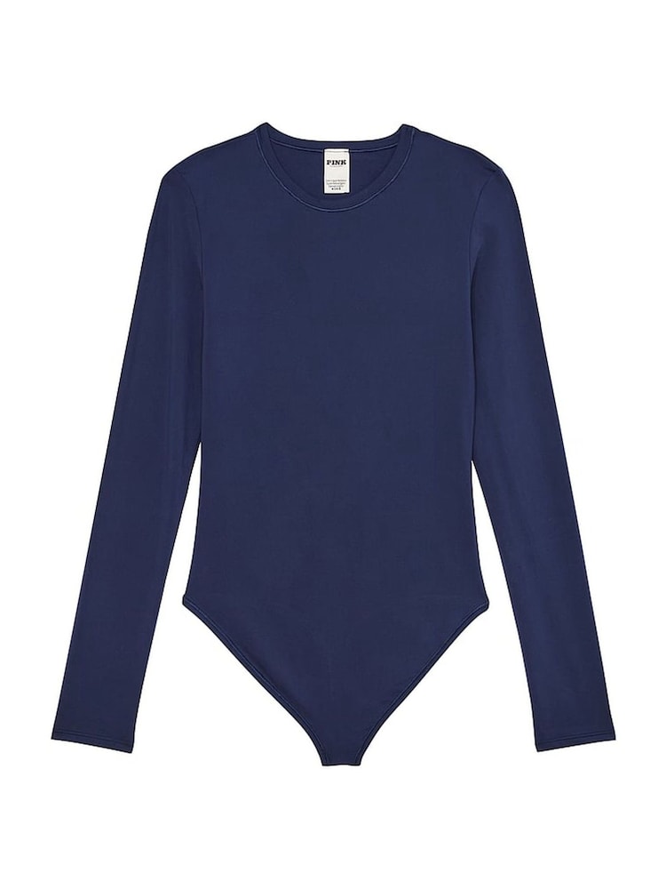 Victoria's Secret PINK Midnight Navy Blue Long Sleeve Soft Stretch Bodysuit - Image 3 of 3
