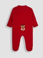 Reno rojo - JoJo Maman Bébé Cotton Christmas Zip Appliqué Sleepsuit - Imagen 2 de 3