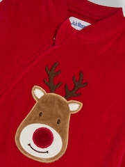 Reno rojo - JoJo Maman Bébé Cotton Christmas Zip Appliqué Sleepsuit - Imagen 3 de 3