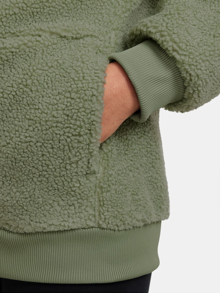 Nike Oil Green Club Fleece Winterized Zip Through Cosy Borg Hoodie - Image 3 of 3