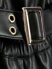 River Island Black Girls Faux Fur Leather Shorts - Image 2 of 3