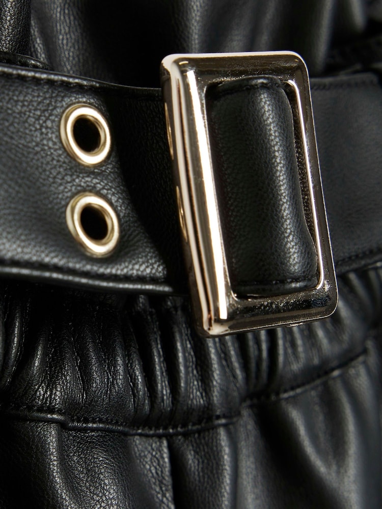 River Island Black Girls Faux Fur Leather Shorts - Image 2 of 3