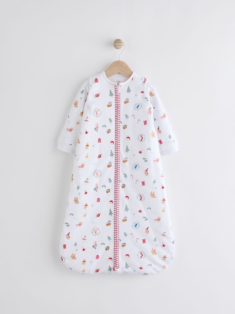 White Christmas Santa Icon Baby 2.5 Tog Detachable Sleever 100% Cotton Sleep Bag - Image 1 of 13
