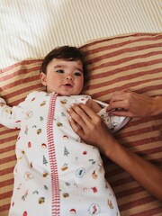 White Christmas Santa Icon Baby 2.5 Tog Detachable Sleever 100% Cotton Sleep Bag - Image 3 of 13
