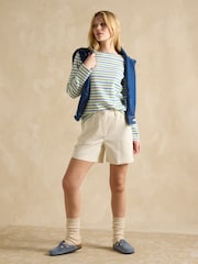 Joules Harbour Green Blue Striped Boat Neck Breton Top - Image 3 of 7