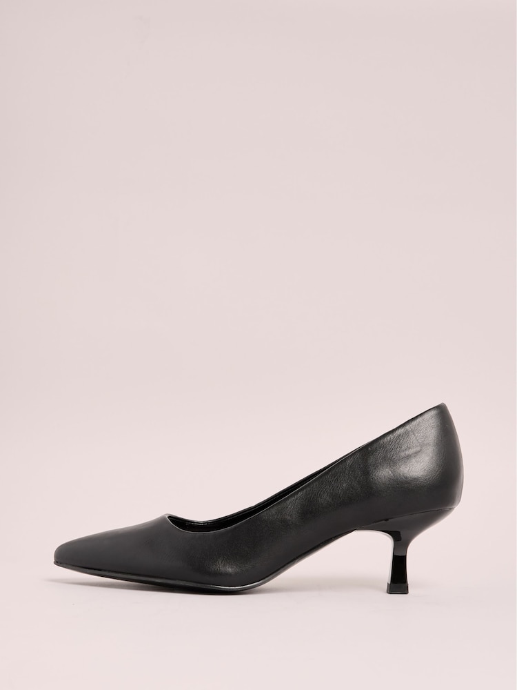 Friends Like These Black Regular Fit Faux Leather Low Heel Pointed Toe Court Shoe - Image 5 of 5