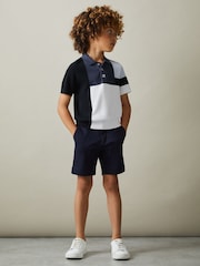 Reiss Blue Multi Charge 3-9 yrs Colourblock Polo Shirt - Image 1 of 4