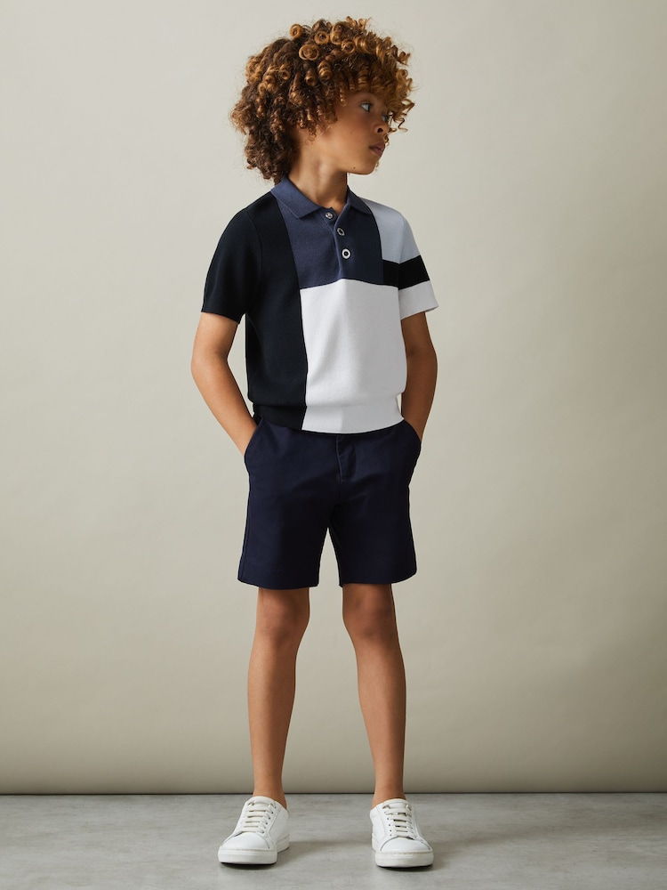 Reiss Blue Multi Charge 3-9 yrs Colourblock Polo Shirt - Image 1 of 4
