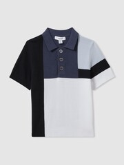 Reiss Blue Multi Charge 3-9 yrs Colourblock Polo Shirt - Image 2 of 4