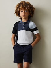 Reiss Blue Multi Charge 3-9 yrs Colourblock Polo Shirt - Image 3 of 4