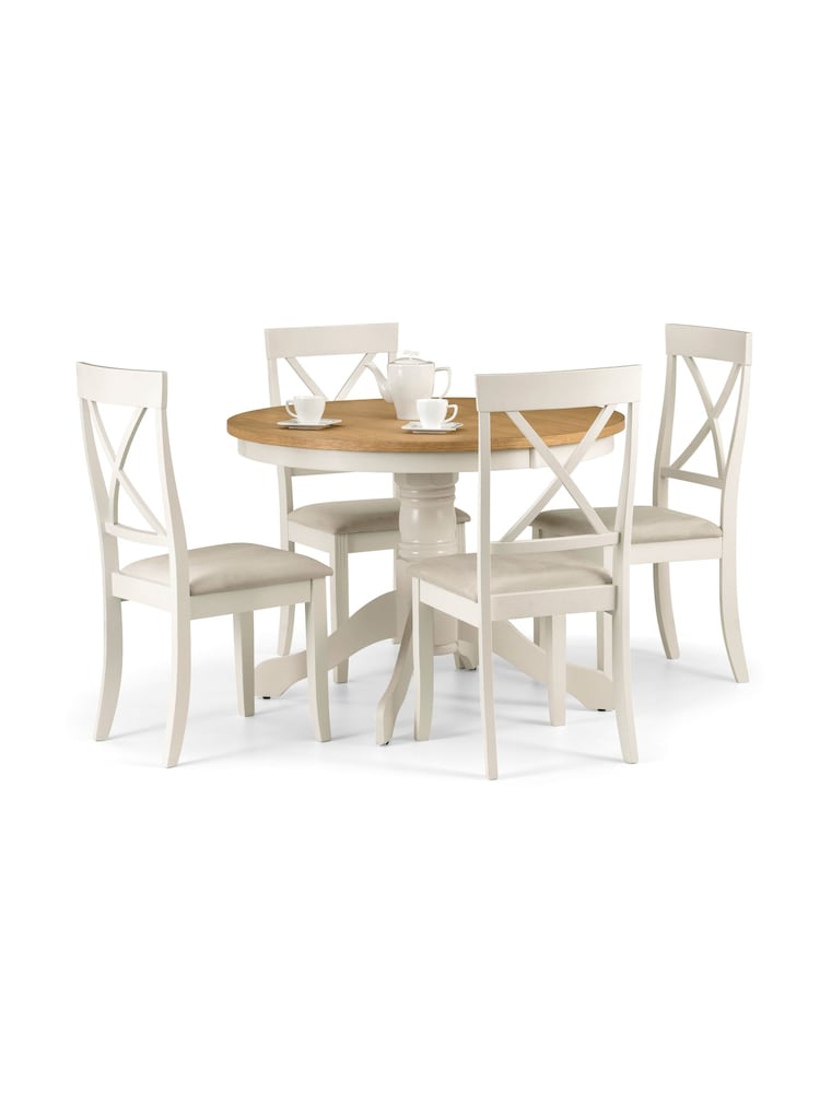 Julian Bowen Ivory Oak Davenport Round Pedestal Table - Image 4 of 4 Julian Bowen Ivory Oak Davenport Round Pedestal Table - Image 4 of 4