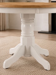Julian Bowen Ivory/Oak Effect Davenport Round 4 Seater Dining Table - Image 6 of 9