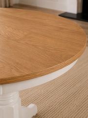 Julian Bowen Ivory/Oak Effect Davenport Round 4 Seater Dining Table - Image 7 of 9