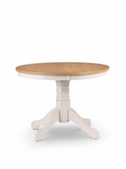 Julian Bowen Ivory/Oak Effect Davenport Round 4 Seater Dining Table - Image 9 of 9