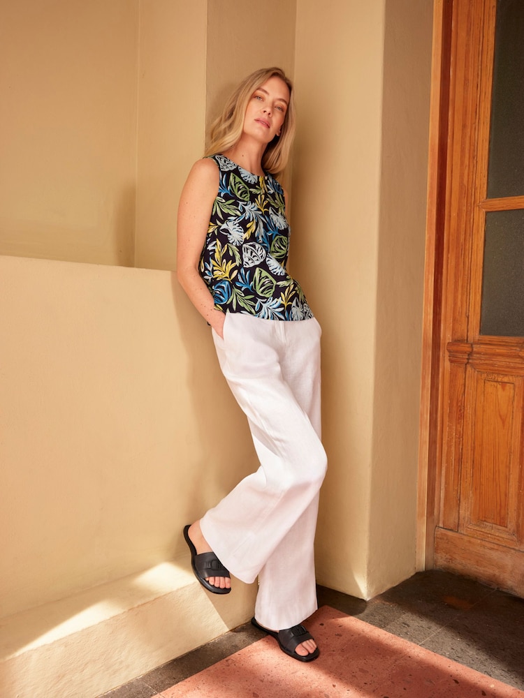 Hobbs White Lynn Linen 100% Cotton Trousers - Image 1 of 6