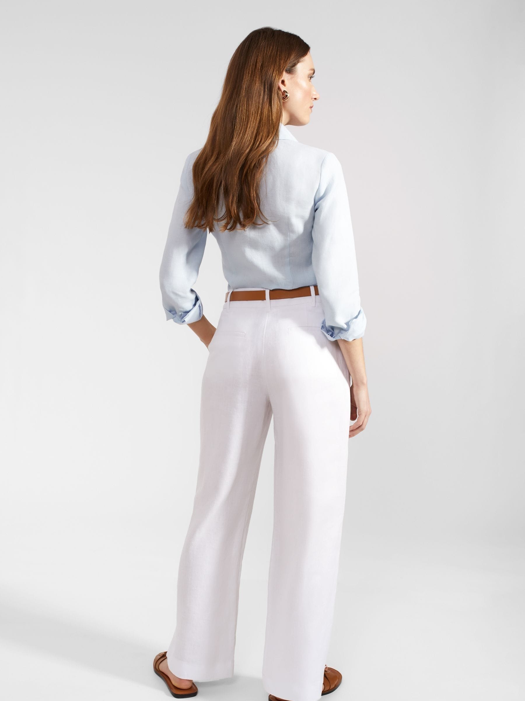Buy Hobbs White Lynn Linen 100% Cotton Trousers from the