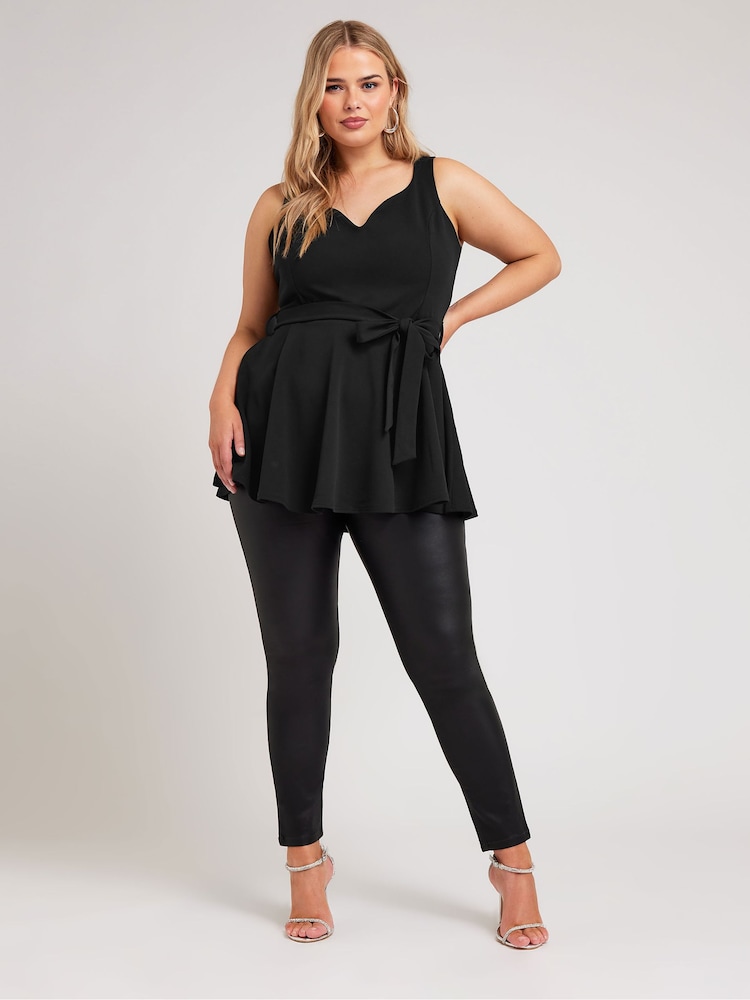 Zwart - Yours Curve Sweetheart Peplum Top - Image 3 of 5